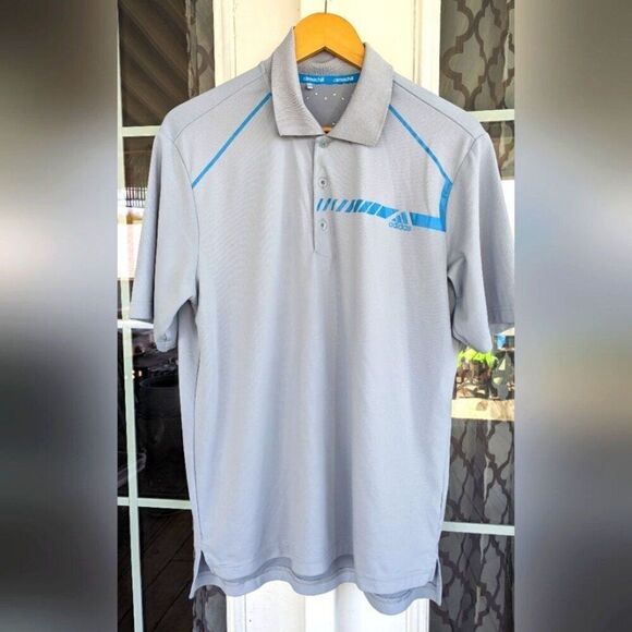 Adidas Golf Men's ClimaChill Chest Print Polo Shirt, Light Onix/Solar Bl… - Picture 10 of 12
